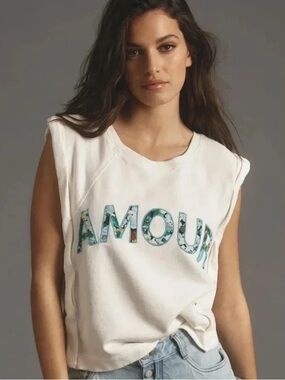 Anthropologie AMOUR Graphic Muscle Tee Casual Top - Size M